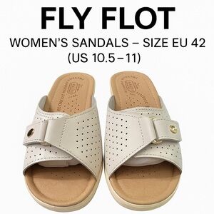 Fly Flot Women’s Sandals – White Leather – Size EU 42 (US 10.5–11)